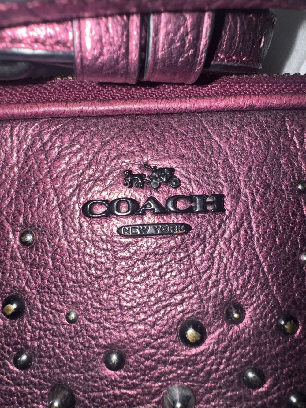 COACH Metallic Plum Star & Stud Leather Crossbody - Picture 13 of 13